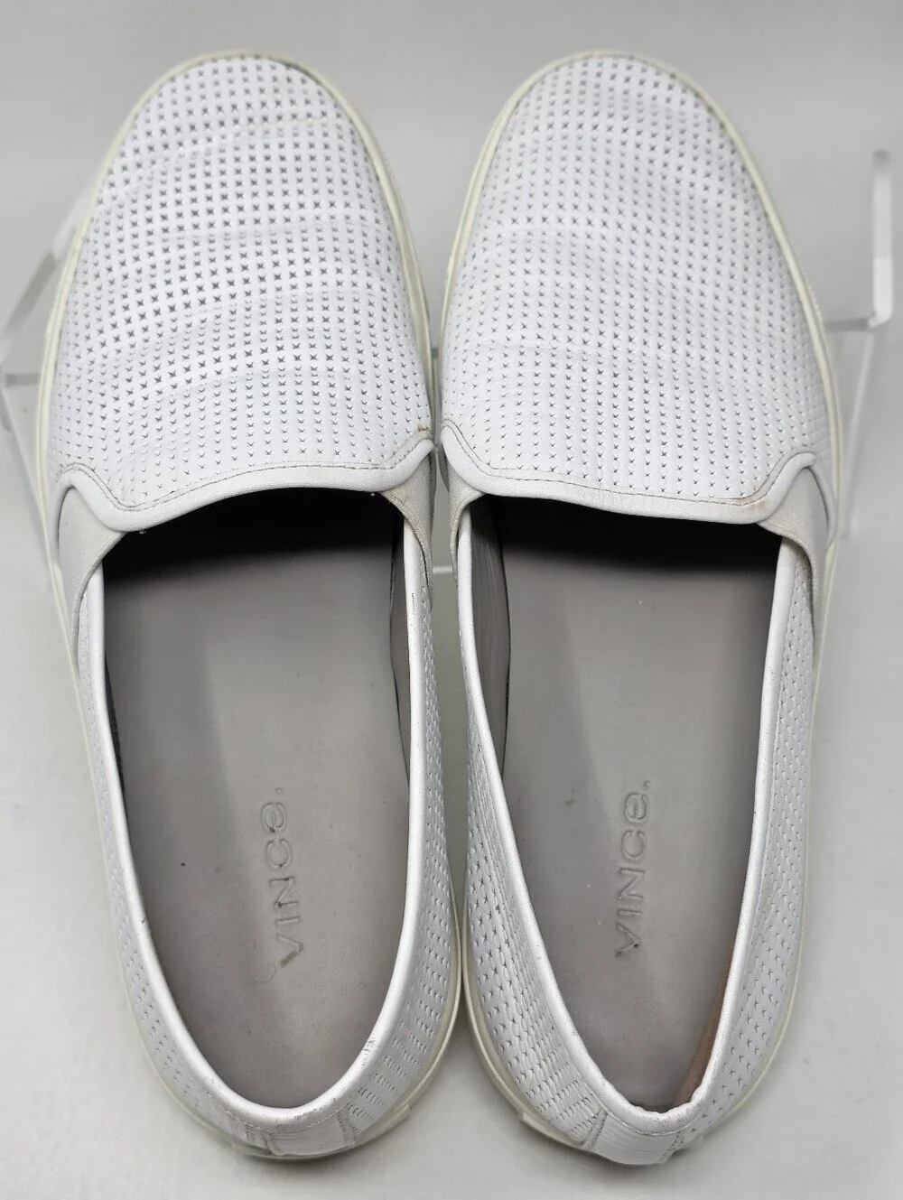 Vince Blair Perforated Leather Slip-On White Sneakers Women Size US 6.5 EU 36.5